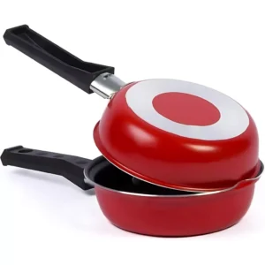 Frigideira Dupla Antiaderente 14cm Sanduíche Alimentos cozimento Preparo Fácil Alumínio