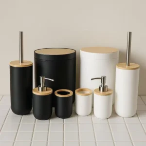 Kit Banheiro Conjunto Acessórios Lixeira Lavabo 6 Peças Luxo