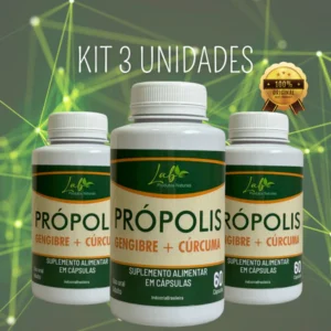 Kit 3 - Própolis + Gengibre e Cúrcuma – 60 Cápsulas | Suplemento Natural