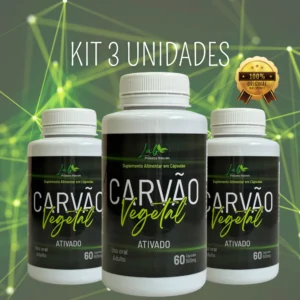 Kit 3 - Carvão Vegetal Ativado – 60 Cápsulas | Suplemento Natural