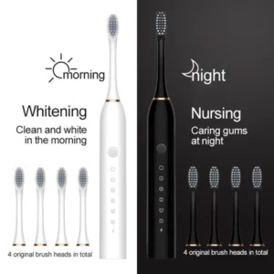 Escova Dental Elétrica USB Carga 6 Engrenagem À Prova D'água 4 Escovas Cabeças De Substituição